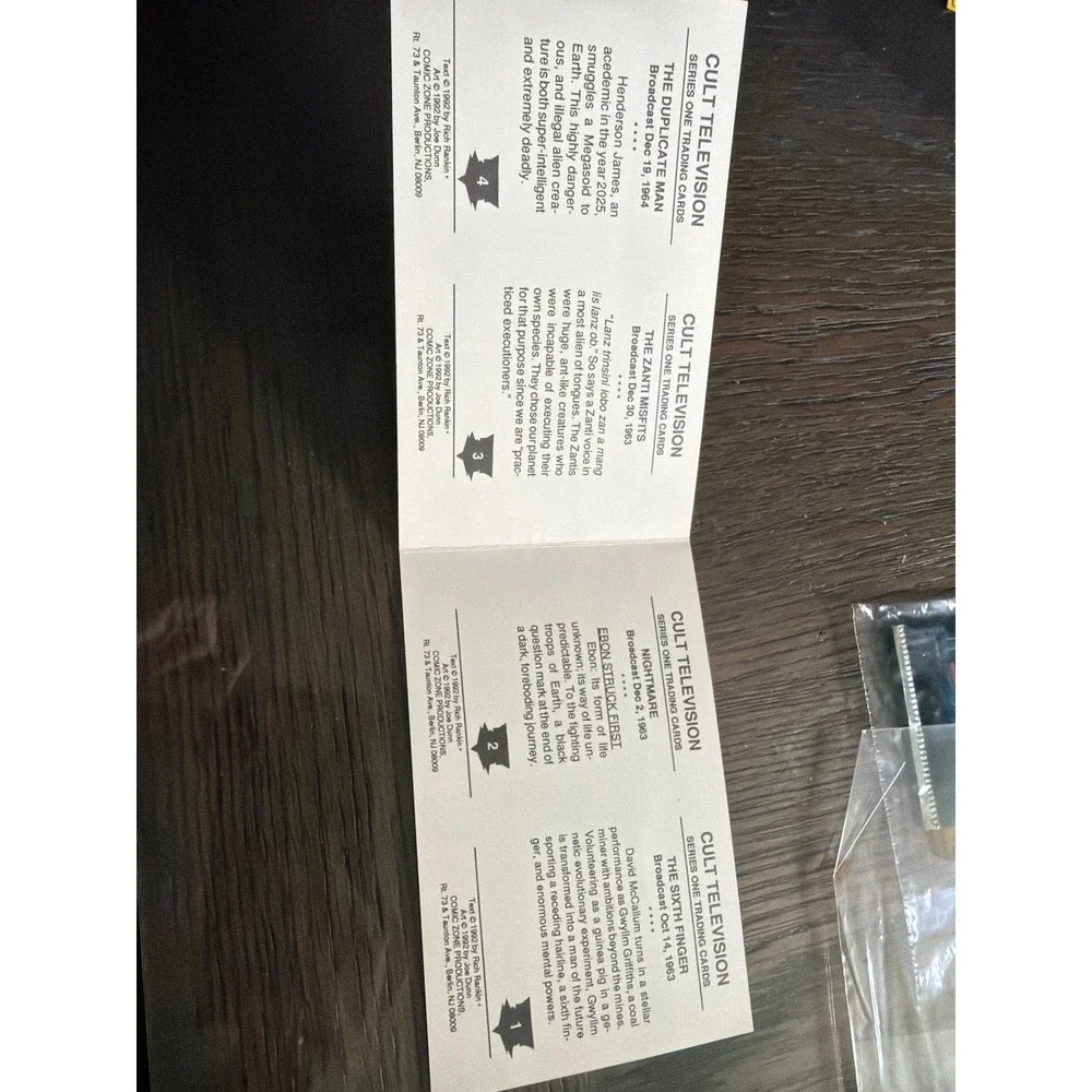 1992 Cult Television Series 1 Promo 4-Card Uncut Sheet‎ Comic Zone Productions